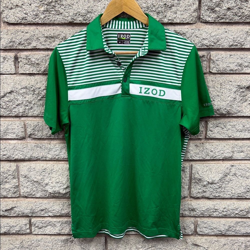 Izod Men's Polo Shirt in Green and White